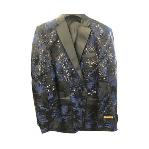 Single Breasted Black Floral Pattern Alberto Nardoni Suit