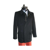 Single Breasted Cashmere Wool With Zipper Closure Winter Black - Cashmere Topcoat - Mens Cashmere Overcoat - Cashmere Coat