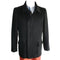Single Breasted Pea coat Wool Blend Dress Coat with Zipper Black