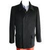 Single Breasted Pea coat Wool Blend Dress Coat with Zipper Black