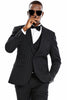 Men's One Button Vested Wide Peak Lapel Bold Gangster Pinstripe Suit In Black