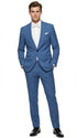 Men's Sky Blue Tuxedo Suit with Shawl Lapel, Formal Wedding and Prom Dinner Jacket Set - Steel Blue Color