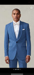 Men's Sky Blue Tuxedo Suit with Shawl Lapel, Formal Wedding and Prom Dinner Jacket Set - Steel Blue Color