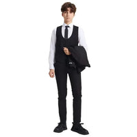 Exclusive Stacy Adams 5pc Boys Suit Solid Slim Fit, Black