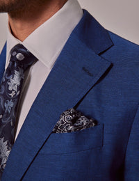Mens Linen Suit For Beach Wedding - Summer Suit in Royal Blue Slim Fit