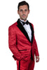Men's Stacy Adams Paisely Prom & Wedding Tuxedo In Red & Black