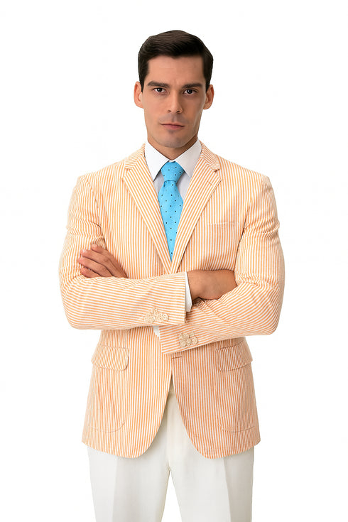 Striped seersucker Orange Blazer