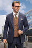 Men's Designer Wool Vested Suit in Midnight Blue Glenplaid