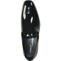 Bravo Mens Classic Plain Toe Slip on Patent Loafer Tuxedo Shoe in Black