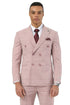 Mens Stacy Adams Double Breasted Summer Suit in Pink Windowpane Plaid