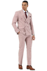 Mens Stacy Adams Double Breasted Summer Suit in Pink Windowpane Plaid
