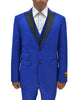 Mens 2 Button Peak Lapel Vested Prom Tuxedo in Royal Blue