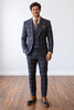 Statement Men's 3-Piece 100% Wool Tailored Fit Plaid Suit - Double Breasted Vest