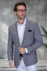Men's Modern Fit Patch Pocket Designer Wool Summer Blazer in Black Windowpane