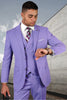 Men's Designer Modern Fit Double Breasted Vest Wool Wedding Suit in Lavender