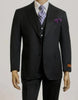 Mens Peak Lapel Modern Fit - No Pleated Pants Designer Brand Black Chest Pocket 3 Piece Vested Suit