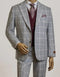 Mens Peak Lapel Modern Fit - No Pleated Pants Designer Brand Gray 3 Piece Vested Suit