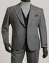 Mens Peak Lapel Modern Fit - No Pleated Pants Designer Brand Gray Single Breasted 3 Piece Vested Suit