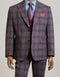 Mens Peak Lapel Modern Fit - No Pleated Pants Designer Brand Single Breasted Mauve 3 Piece Vested Suit