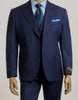 Mens Peak Lapel Modern Fit - No Pleated Pants Designer Brand Navy 3 Piece Vested Chest Pocket Suit