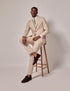 Mens Linen Suit For Beach Wedding - Summer Slim Suit in Stone