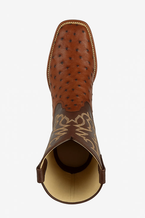 Men's Los Altos Ostrich Skin Wide Square Toe Boots - B