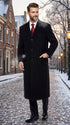 Men’s Black Chesterfield Overcoat, Full Length Wool and Cashmere Dress Coat