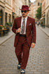 Burgundy Pinstripe Zoot Suit – 3 Piece 1920s/1930s Gangster Outfit (Jacket and Pants and Vest)  Vintage Fashion