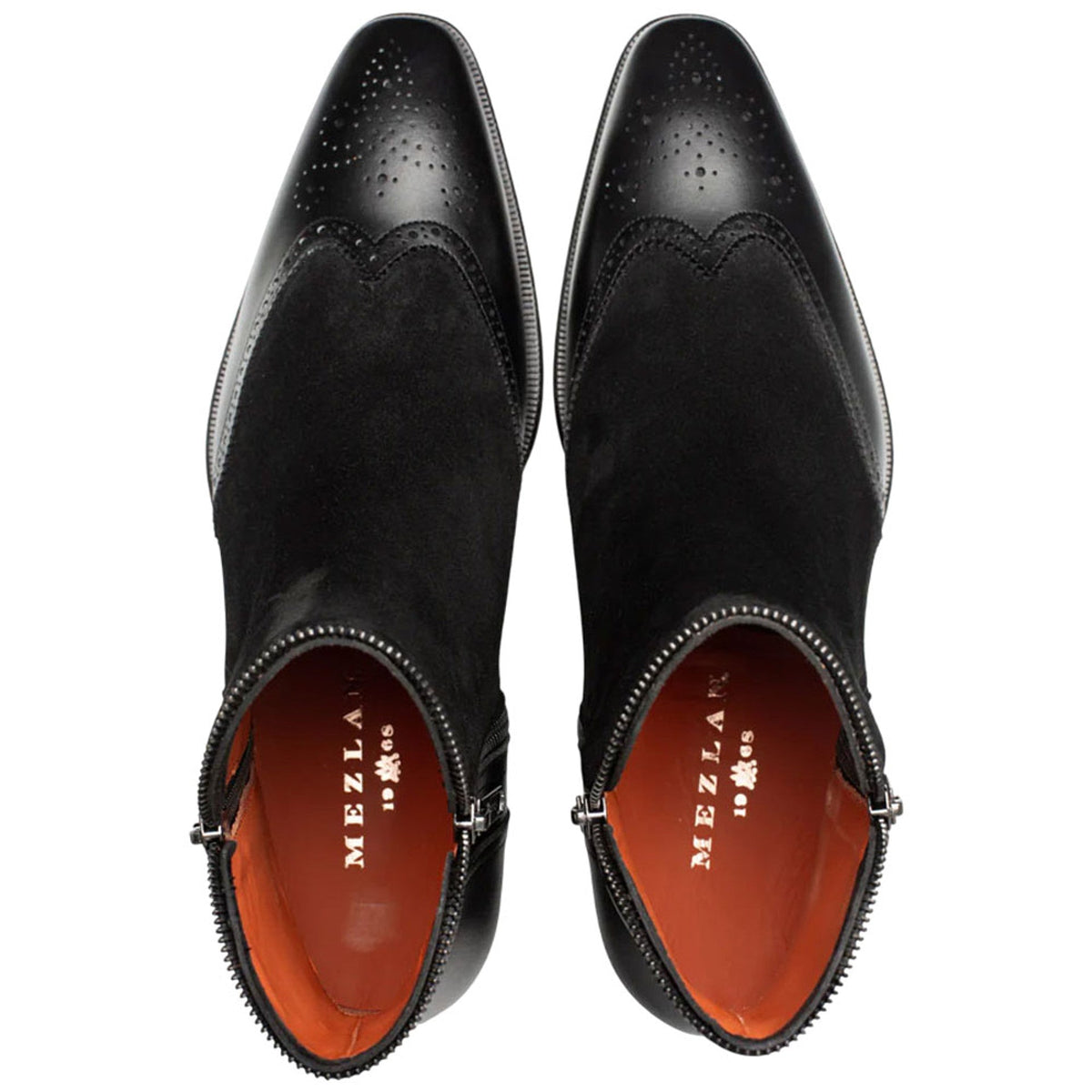 Mezlan boot black suede leather calf side zippers Mezlan Boots Black Suede Leather Calf Side Zippers  main image 2