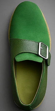 Suede Buckle Monk Strap Shoe
