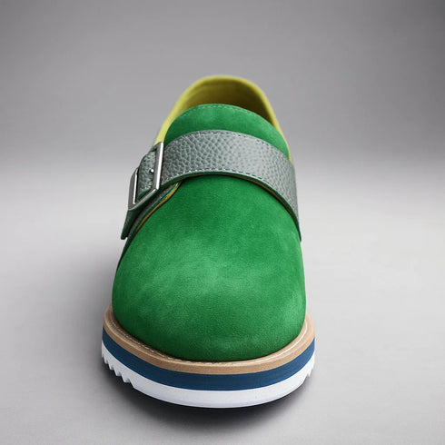 Suede Buckle Monk Strap Shoe