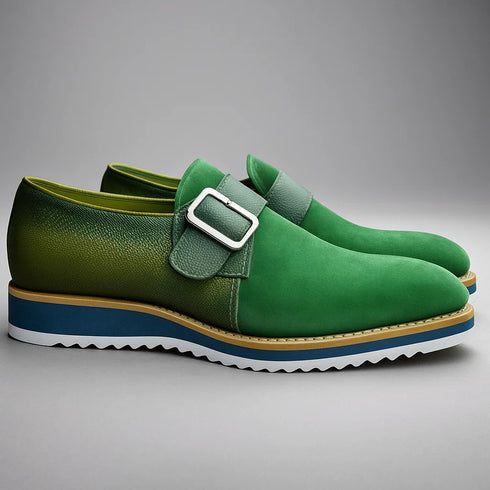 Suede Buckle Monk Strap Shoe
