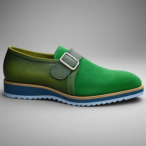 Suede Buckle Monk Strap Shoe