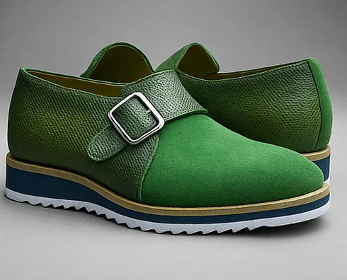 Suede Buckle Monk Strap Shoe