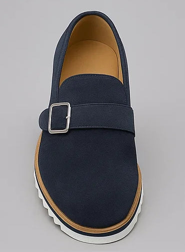 Suede Buckle Monk Strap Shoe
