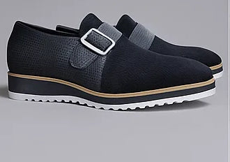 Suede Buckle Monk Strap Shoe