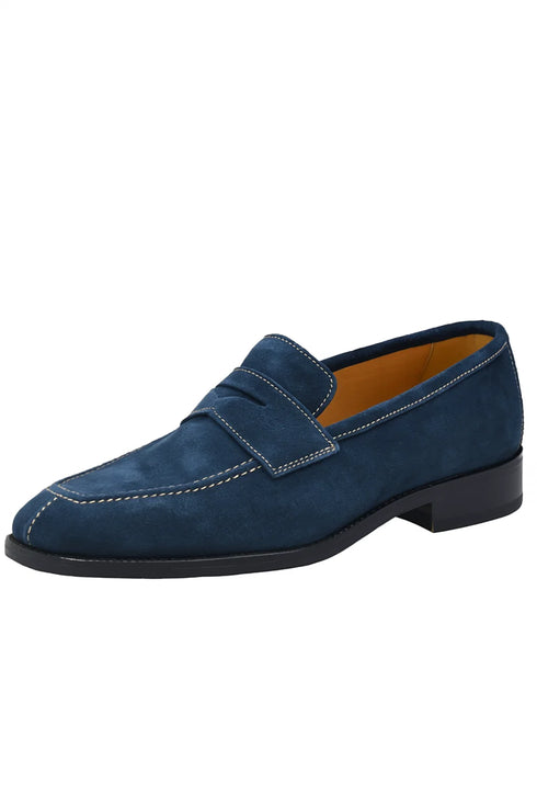 Suede Penny Loafer contrast stitching