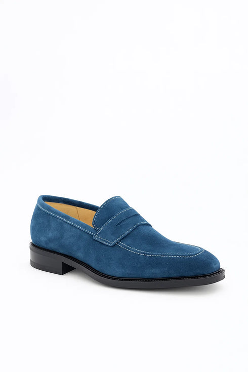 Suede Penny Loafer contrast stitching