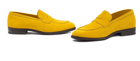 Suede Penny Loafer contrast stitching