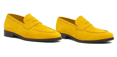 Suede Penny Loafer contrast stitching