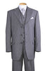 Mens Vested 3 Button 1920's Bold Gangster Chalk Pinstripe Suit in Grey