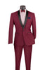 Kingsman Collection - Shawl Collar Slim Fit Tuxedo 2 Piece 1 Button Burgundy