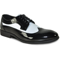 Bravo Mens 1920's Gangster Wingtip Dress Shoe in Black and White