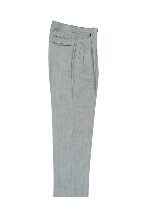Tiglio Luxe Light Gray Birdseye Wide Leg, Pure Wool Dress Pants 2576 TIG1018