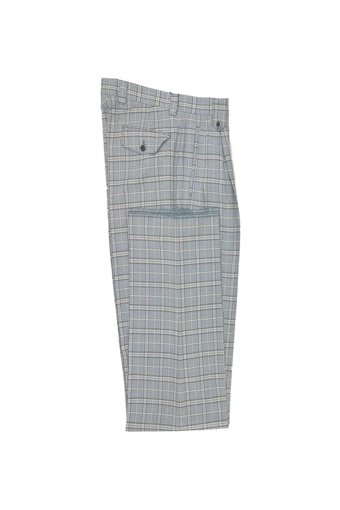 Tiglio Luxe Light Blue Houndstooth with White Windowpane Wide Leg Wool Dress Pant 2576 CT552161