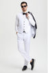 All White Mens Tuxedo - Wedding Suit - Men's Stacy Adams Vested One Button Shawl Lapel Designer Tuxedo In White