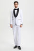 All White Mens Tuxedo - Wedding Suit - Men's Stacy Adams Vested One Button Shawl Lapel Designer Tuxedo In White