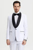 All White Mens Tuxedo - Wedding Suit - Men's Stacy Adams Vested One Button Shawl Lapel Designer Tuxedo In White