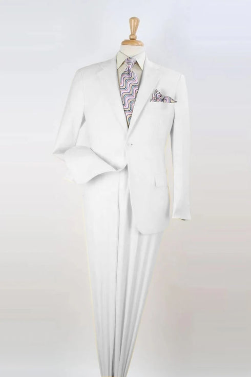 White Wedding Suit For Men - Perfect For Groom - Mens Two Button Modern Fit Two Piece Suit In White