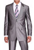 Mens 2 Button Peak Lapel Shiny Sharkskin Suit in Charcoal